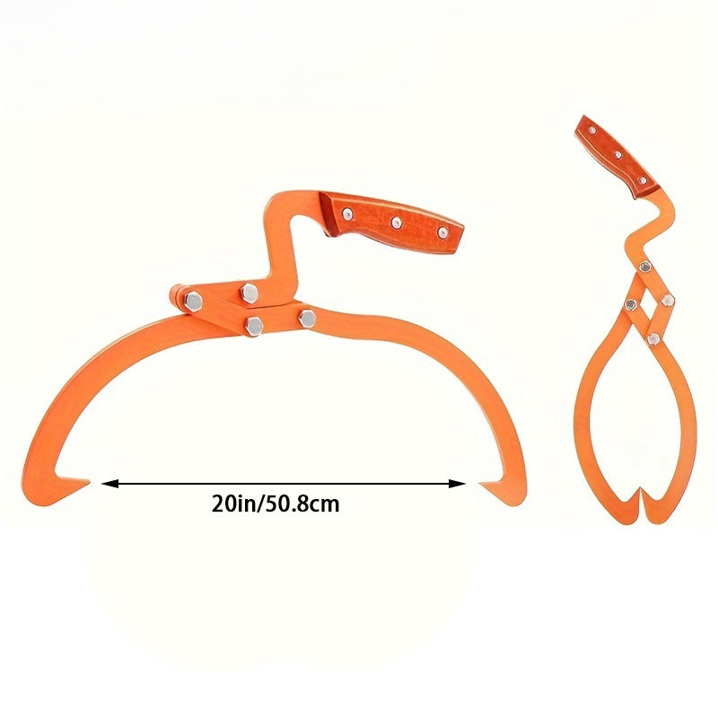 Durable 50.8cm Log Tongs with Anti-Slip Handle - Supports Up to 49.9 KG, Perfect for Moving and Handling Wood, Orange.