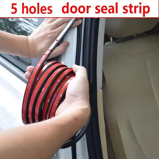 1pc Universal Double-Layer Rubber Car Door Seal Strip for noise reduction, weatherproofing, soundproofing, and shock absorption. Features a 5-hole design for easy installation on the left