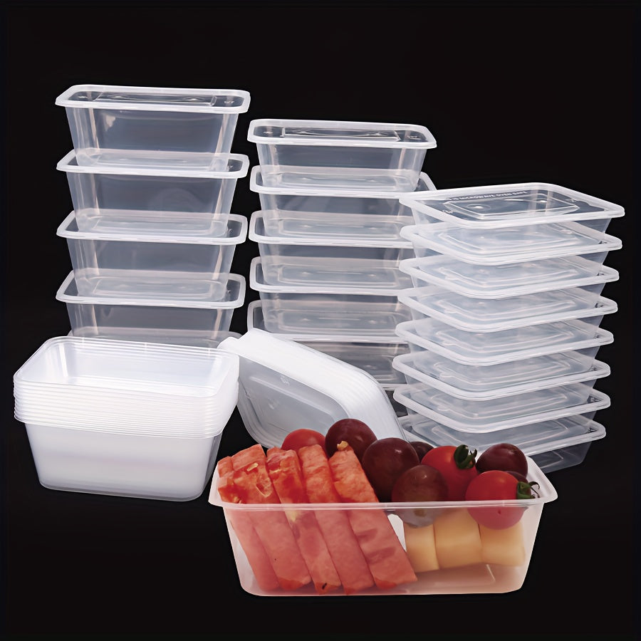 50 BPA-Free Plastic Food Storage Containers with Leakproof Lids - 13/20/26oz, Stackable and Microwave Safe, Perfect for Meal Prep and Takeout. These Durable Rectangular Bento Boxes are Ideal for Kitchen Organization, Making them the Best Christmas and