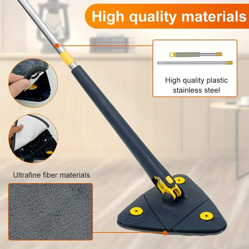 Set of 6 Triangle Wet and Dry Mops with 5 Microfiber Pads, Stainless Steel Handle that Rotates 360°, Suitable for Bathroom, Kitchen, and Living Room - Perfect for Cleaning Bathtubs, Tiles, Walls, and Glass.