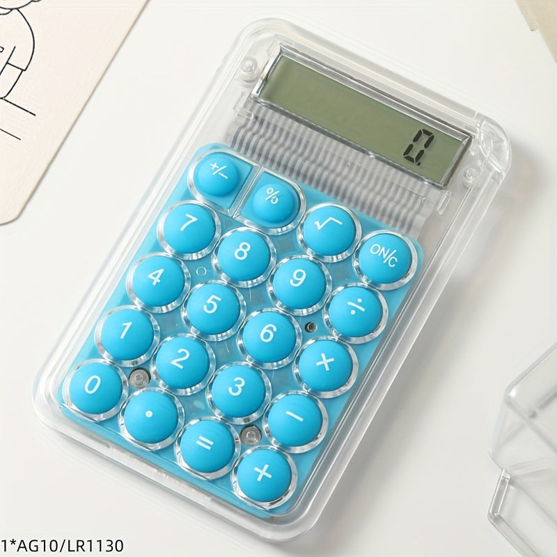 Mini cute 6-color pocket calculator with 8-digit display and portable design, perfect for students and office use.