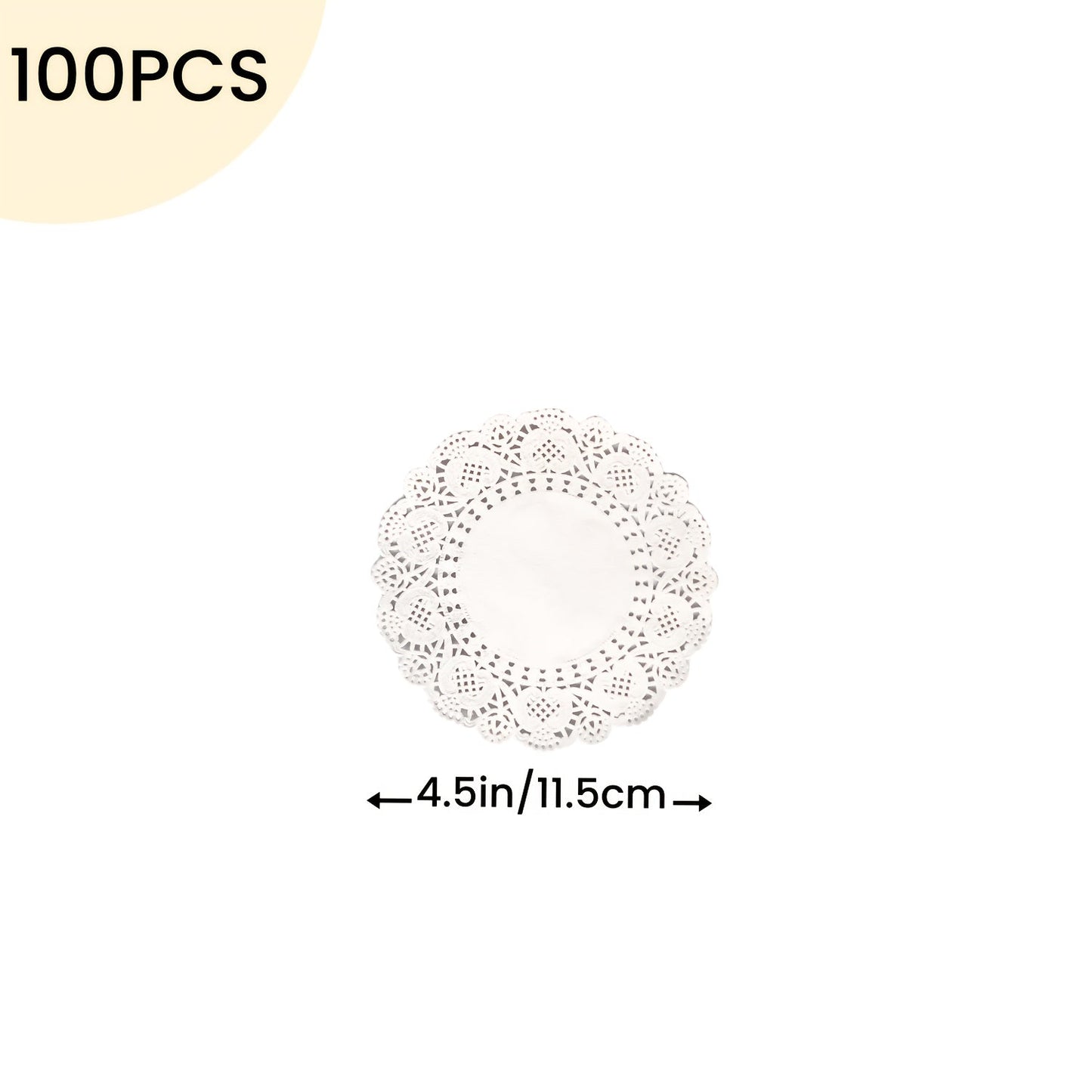 100 Elegant White Lace Paper Doilies in Various Sizes - Suitable for Food Use, Single-Use Table Mats for Desserts, Coffee, and Cakes - Perfect for Special Occasions like Weddings, Birthdays, and Graduations - Sturdy and Ornamental with Delicate Lace