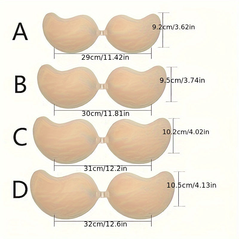 1 Pair of Self-Adhesive Invisible Strapless Push-Up Bra and Nipple Covers for Women