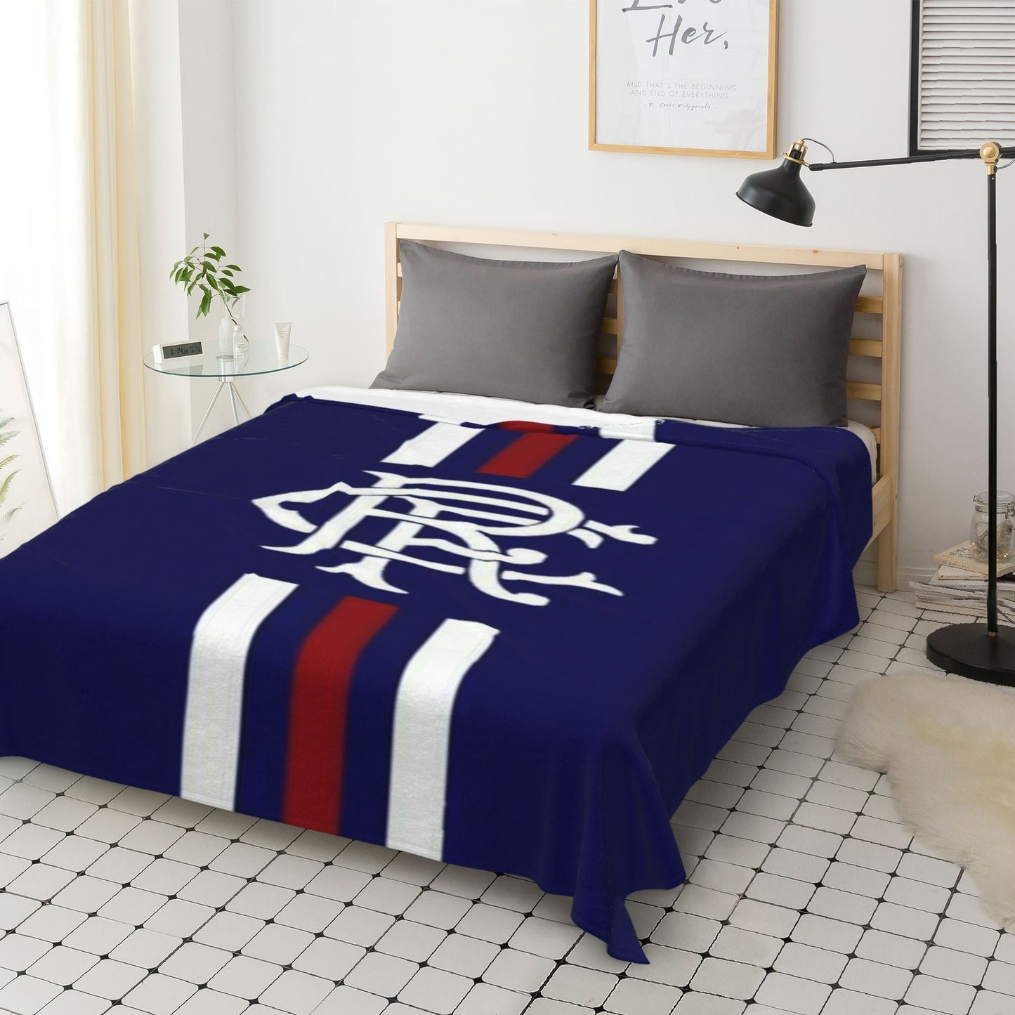 Stay cozy with this 1 piece Rangers Football Club printed flannel fleece blanket. Made with ultra soft plush flannel, this blanket is perfect for your bed or sofa all year round. Featuring a modern design and digital print craftsmanship, this blanket is