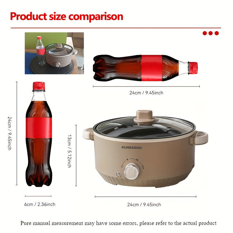 Large electric cooker with multiple functions: hot pot, frying pan, and steamer. Ideal for dormitory use in winter. 220V-240V with European plug. Made of durable PP material.