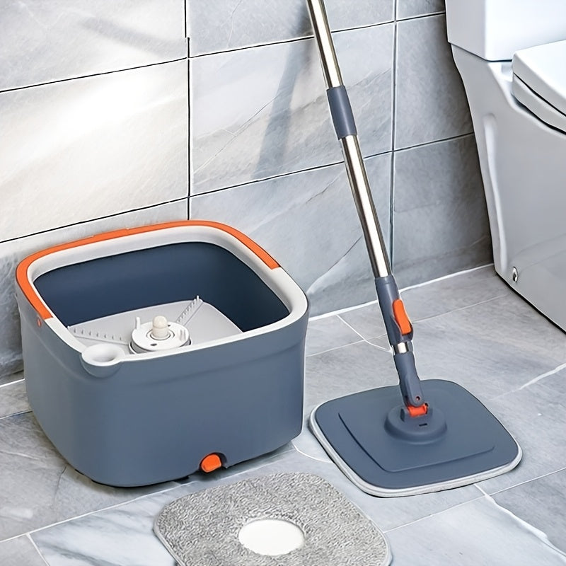 Effortlessly clean your floors with the EasyWring Spin Mop and Bucket Set. This convenient set includes a separate dirt chamber for hand-free washing, making it perfect for both wet and dry cleaning in kitchens, bathrooms, and living rooms. Constructed