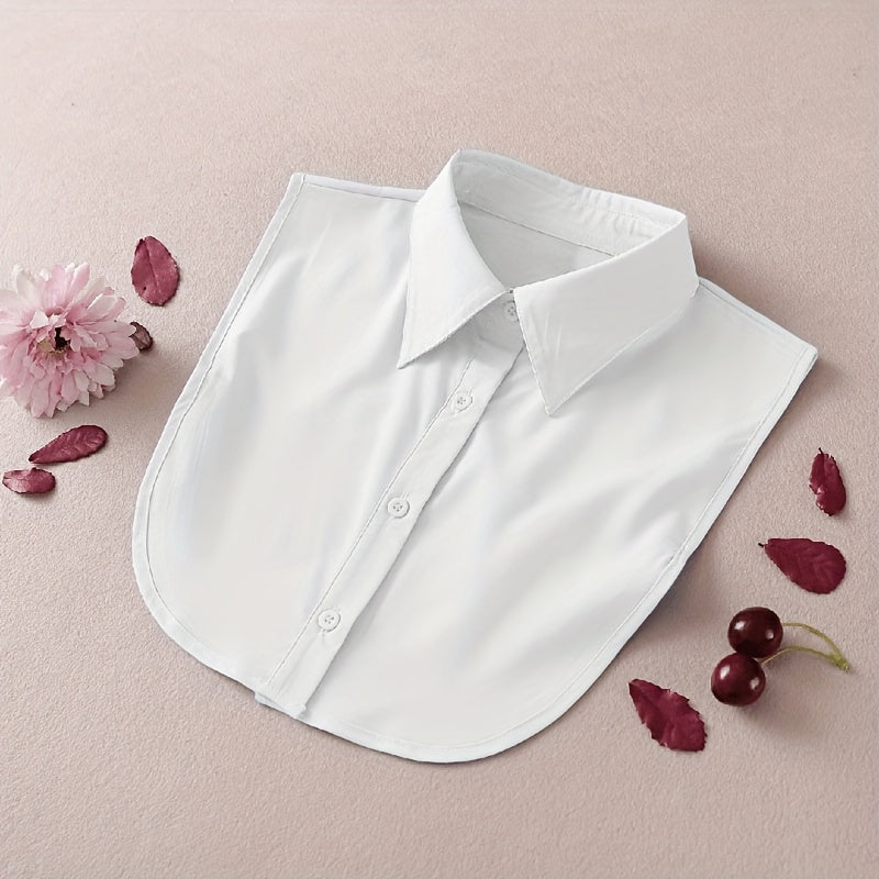 Women's versatile polyester shirt vest with removable pointed collar, anti-exposure feature, and woven bra accessories. Machine washable for casual fashion in all seasons.