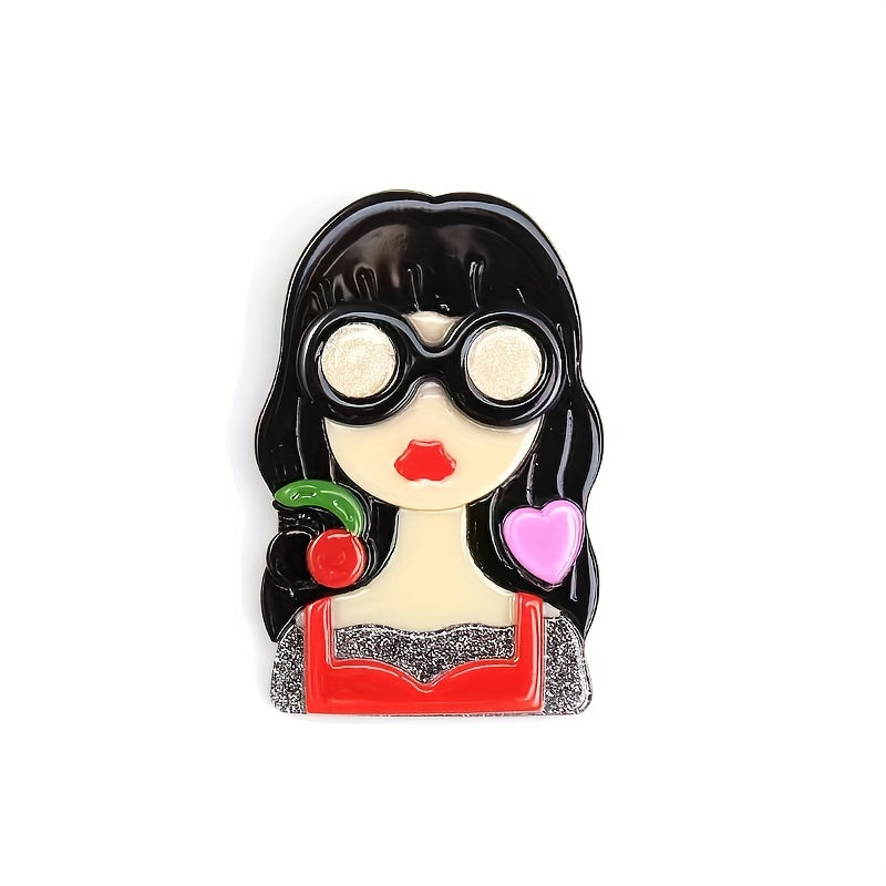 Stylish Acrylic Lady Pins with Glasses - Adorable and Distinctive Women's Accessories