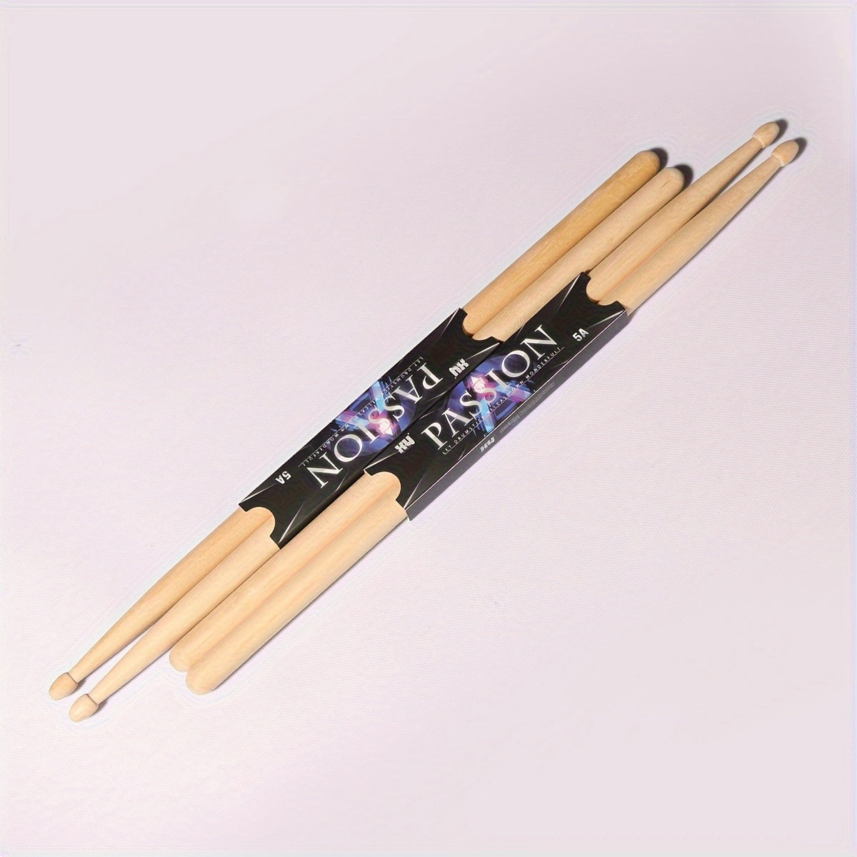 Premium maple drumsticks in 5A and 7A sizes with black logo, suitable for electric drums and practice.