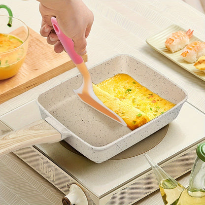 Tamagoyaki Pan Set with Non-Stick Aluminum Rectangular Frying Pan, Includes Silicone Spatula & Oil Brush, Ideal for Making Eggs & Pancakes, Hand Wash Recommended