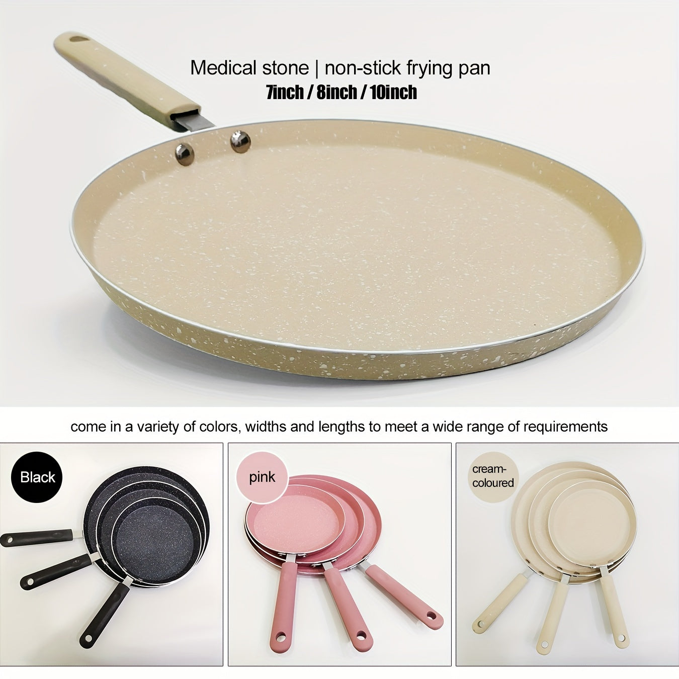 Non-stick Kitchen Frying Pan with Flat Bottom for Eggs and Pancakes