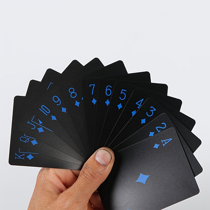 Black Plastic Playing Cards - Waterproof, durable cards for board games and poker, perfect for parties and leisure entertainment.