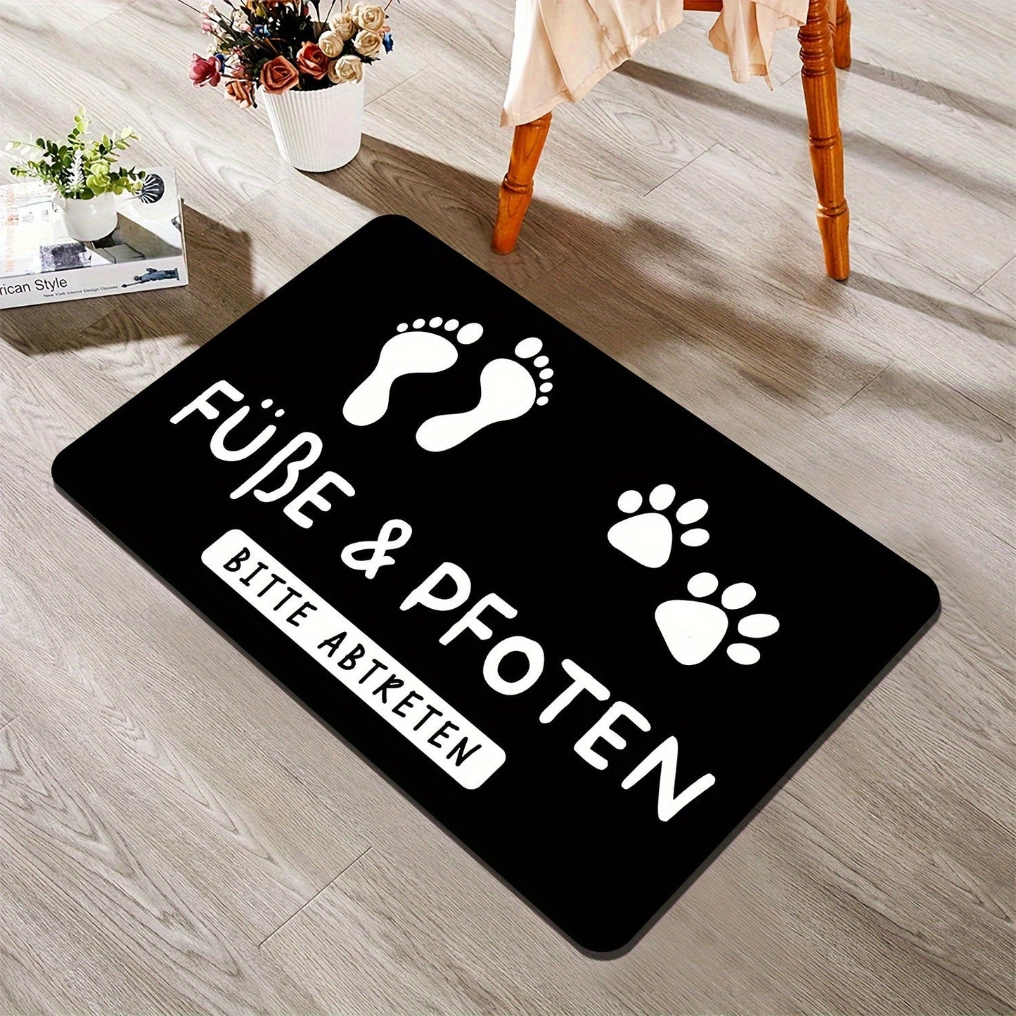 Versatile Indoor/Outdoor Welcome Mat Featuring Cute Paw Prints - Machine Washable, Fade-Resistant Rug for Living Room, Bedroom, Bathroom, Kitchen, Office - Comfortable Non-Slip Design