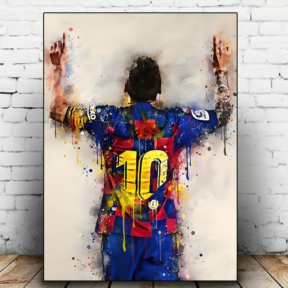 Vibrant football star canvas poster, ideal for modern home decor and sports enthusiasts.