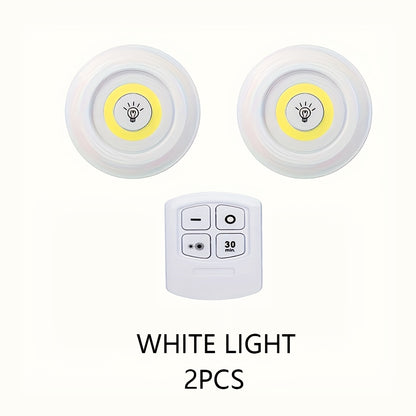 Set of 6/3/2 wireless LED cabinet lights with remote control. Perfect for wardrobe or kitchen COB night lighting.