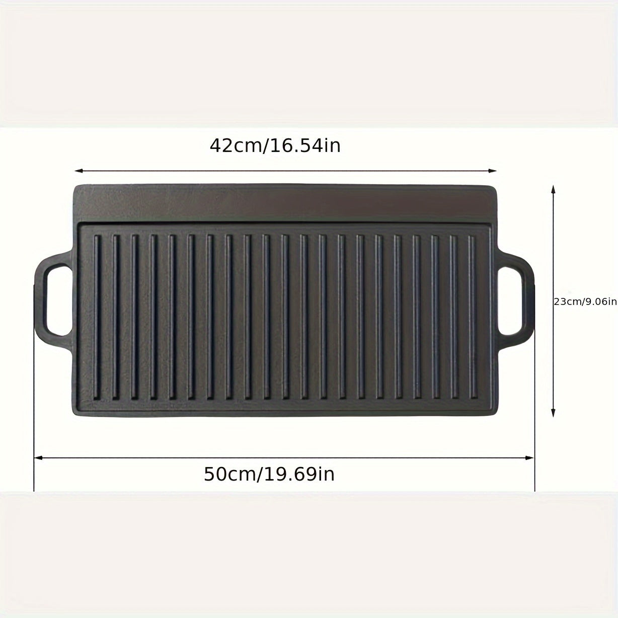 Multi-functional Cast Iron Griddle - Dual-Sided for Baking & BBQ, Non-Stick Coating, Equipped with Handles for Outdoor Camping & Picnics