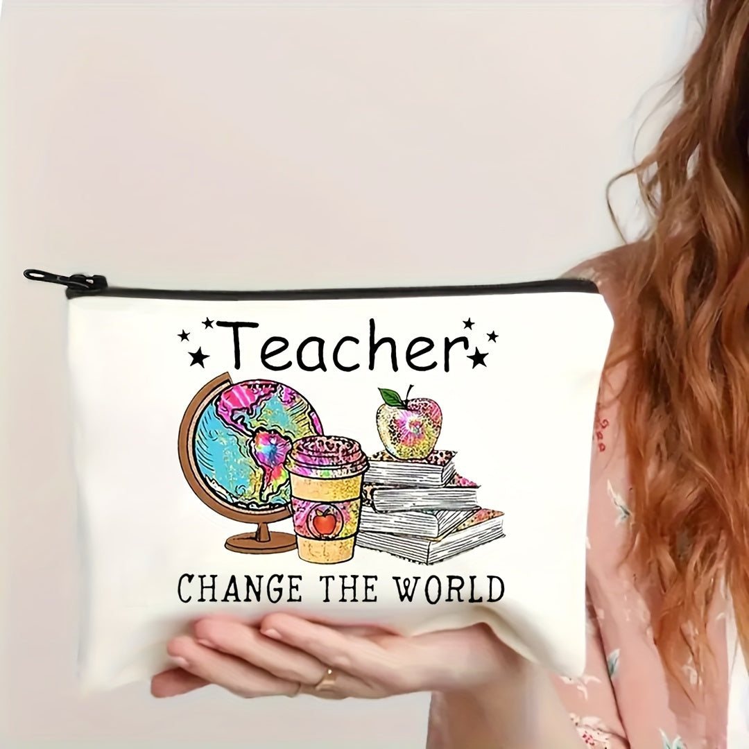 Durable polyester makeup bag, great for gifts or personal use, scent-free and non-waterproof. Ideal for teachers for retirement, birthday, graduation, or Teacher's Day.