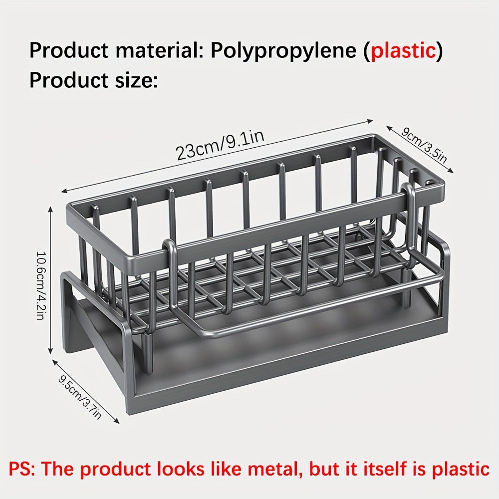 Polypropylene (PP) Plastic Kitchen Sink Caddy Organizer - Keep Your Bathroom & Kitchen Neat and Hygienic with Faucet Over-the-Counter Dish Soap Sponge Holder and Steel Wool Storage Rack.