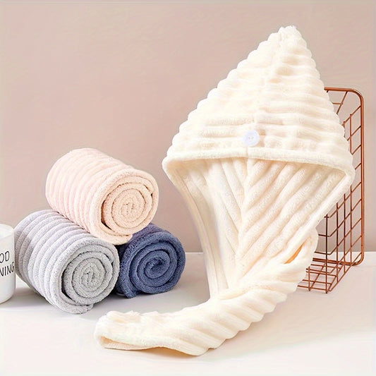 Soft hair towel wrap for women with luxurious feel, absorbs quickly without needing to blow dry, gentle on hair, ideal for daily use in the bathroom.