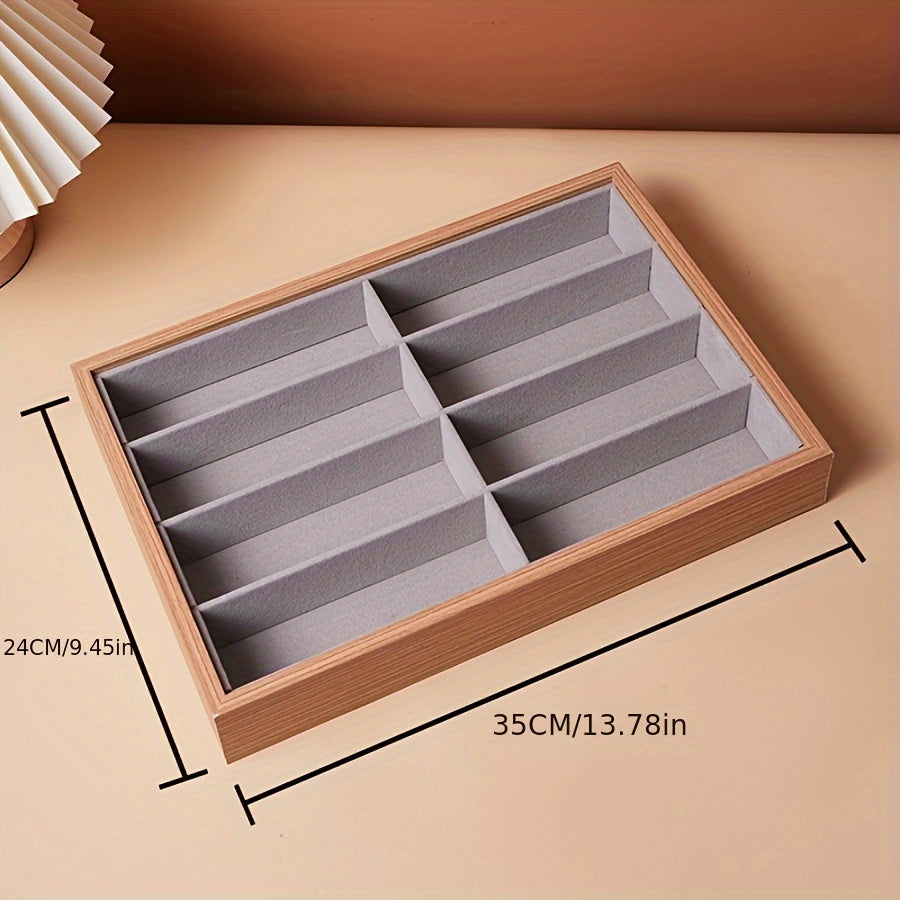 Organizer for Watches and Jewelry with 8 Slots, Wooden Grain Design, Storage Holder for Glasses, Display Case and Collection Box