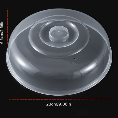 A microwave-safe lid made of clear plastic, designed for bowls with a diameter of 23cm/9.06in, safe for contact with food.