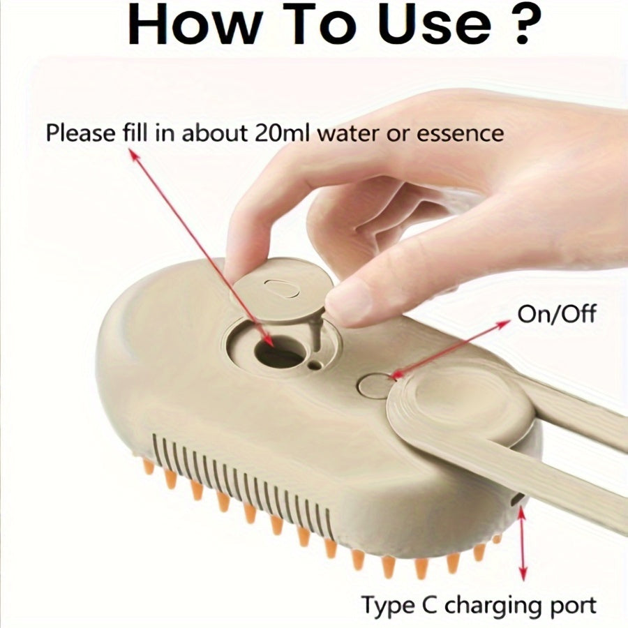 3-in-1 Small Animal Steam Brush for Cats and Dogs, Comb with Steam to Remove Tangled Hair