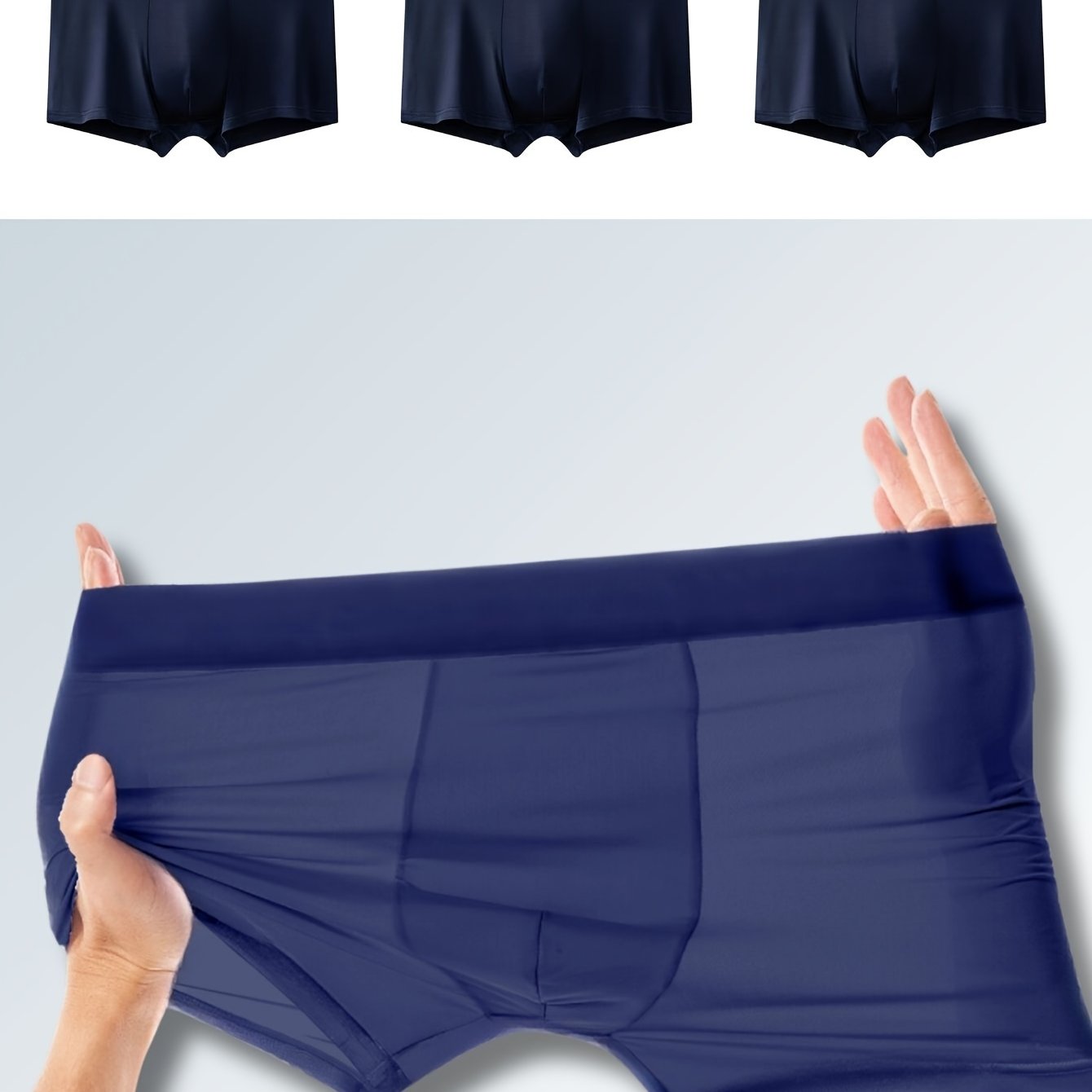 Men's Ice Silk Boxer Briefs, Breathable and Stretchy, Soft and Comfortable, Elastic Waistband.