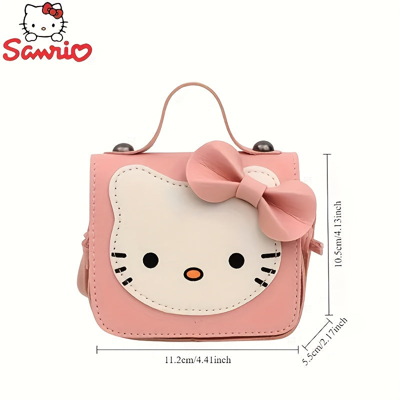 Sanrio Hello Kitty Mini Crossbody Bag features a cute cartoon design, PU material, washable, snap closure, and multiple color options. Perfect for women's fashion accessories, casual