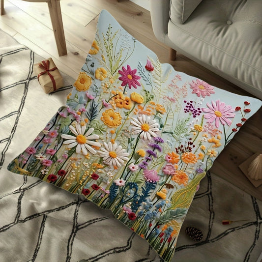 One Vintage Floral Throw Pillow Cover featuring a Double-Sided Vibrant Plant Flower Design. Made from Woven Polyester, this Machine Washable Cover has a Zipper Closure for easy removal. Perfect as a Decorative Cushion Case for Different Room Types.