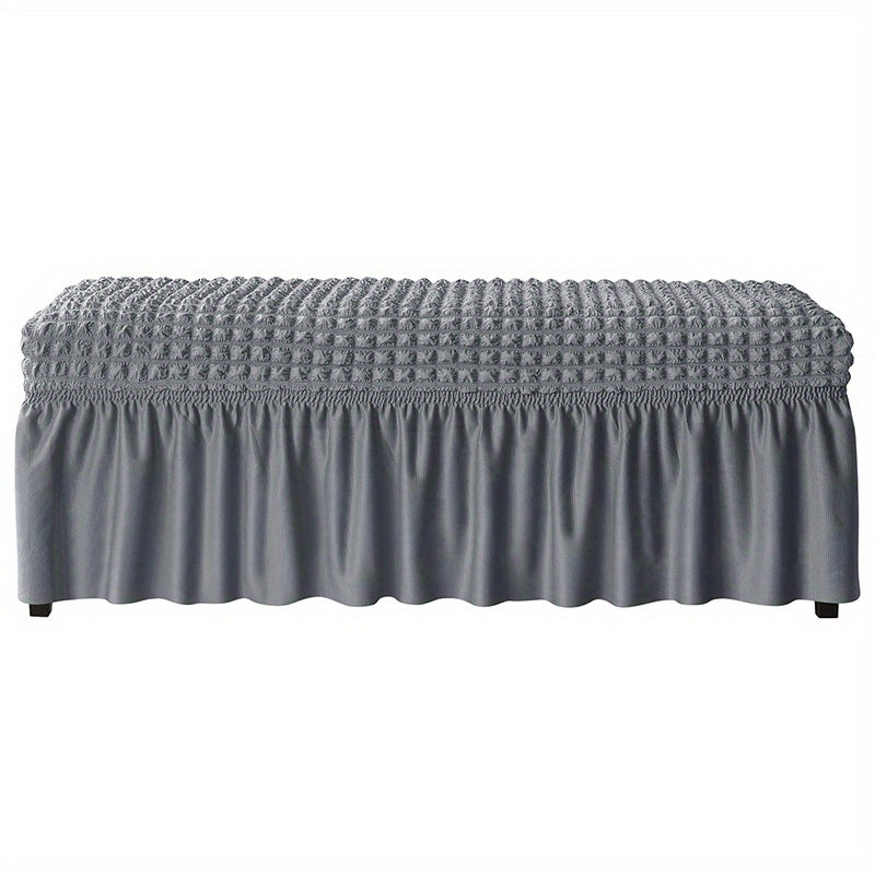 Long dining bench cover for living room or kitchen, featuring stretch, removable, and washable design.