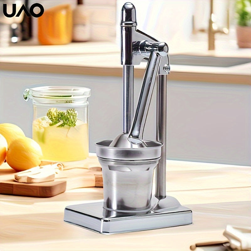 Multifunctional Commercial Juicer - Stainless Steel Manual Hand Press for Lemon, Orange, and Pomegranate Juice. Ideal for Home or Commercial Use. Double Die Flat Press with Long Handle Crank. Small and Efficient Juice Machine.