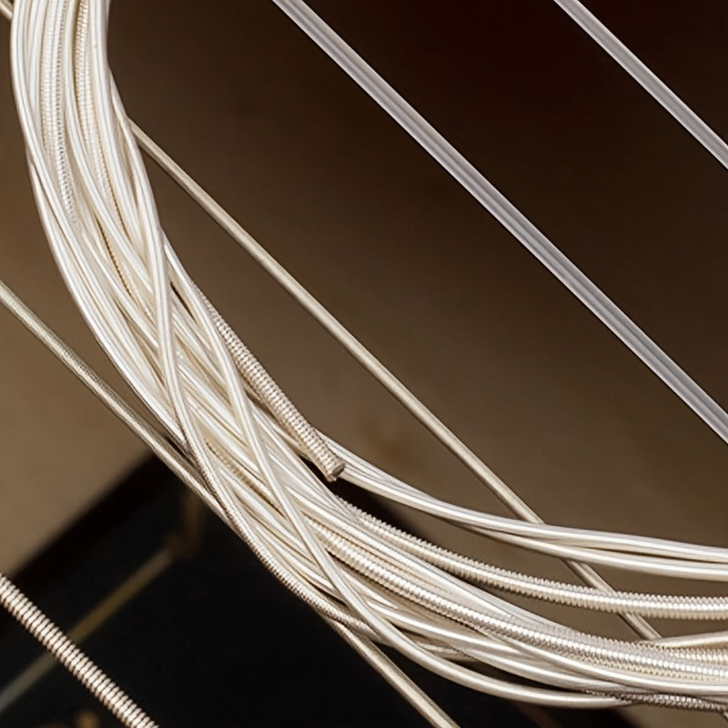 High-quality set of 6 nylon strings for classical guitars featuring clear tone and durability.