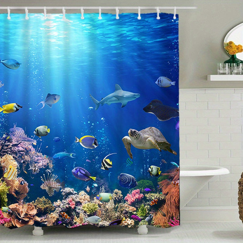 1 Underwater World Digital Printed Shower Curtain for Waterproof Bathroom Decoration