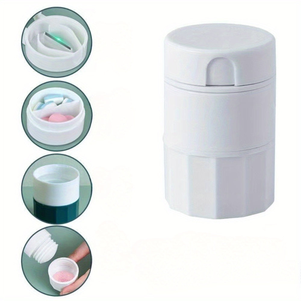 1pc Portable Pill Cutter and Grinder with Storage Box for easy cutting and crushing, travel-friendly design.