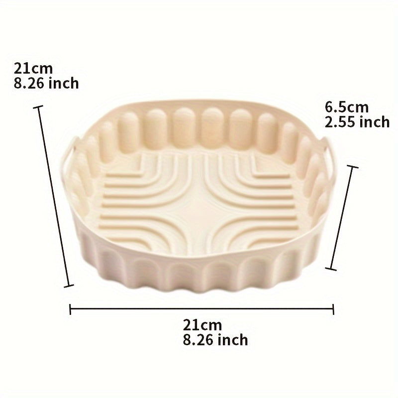 Set of Silicone Air Fryer Trays with Handles - Includes Large and Small Rectangular Trays for Deep Frying