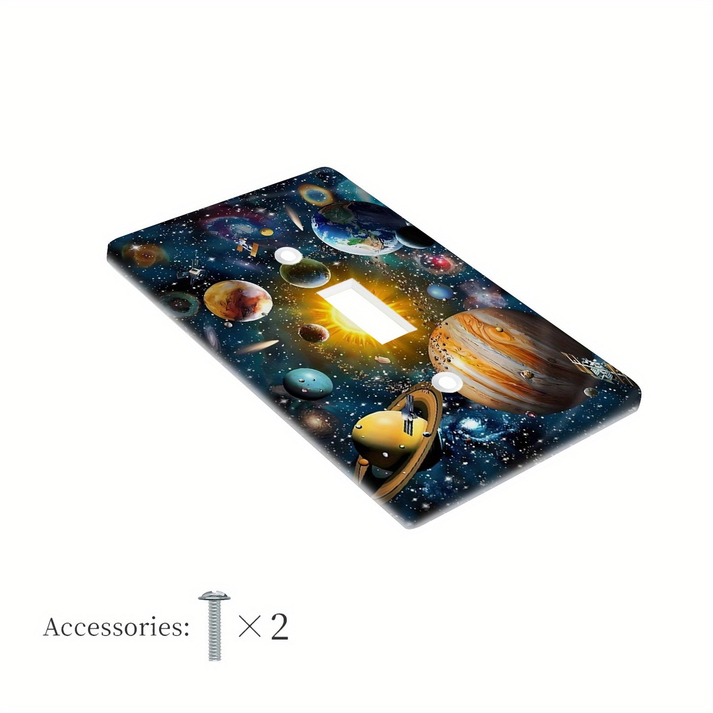 3D Cosmic Planets Wall Plate Cover for 1-Gang/2-Gang switches, Space Themed Decor for Home - No battery needed