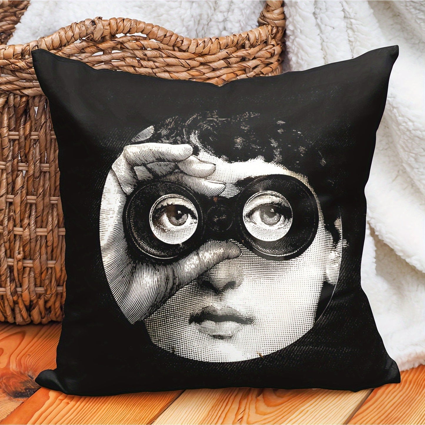 One Lina Cavalieri Artificial Throw Pillow Case featuring a Square Art Eye design for Decorative Cushion Cover, Pillowcase Only Included