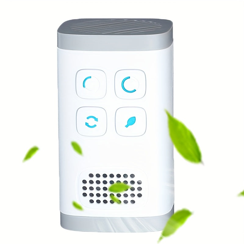 Mini Air Purifier with automatic timer function for energy-saving. Ideal for use in toilet, bathroom, kitchen, home, office, car, and foyer.