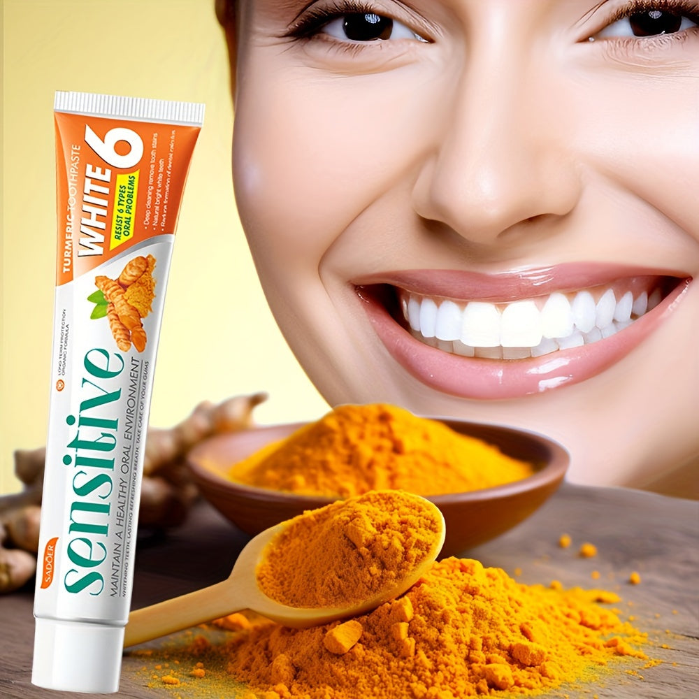 1pc 100g Turmeric toothpaste for whitening & brightening, deep cleaning, fresh breath, oral care with natural ingredients