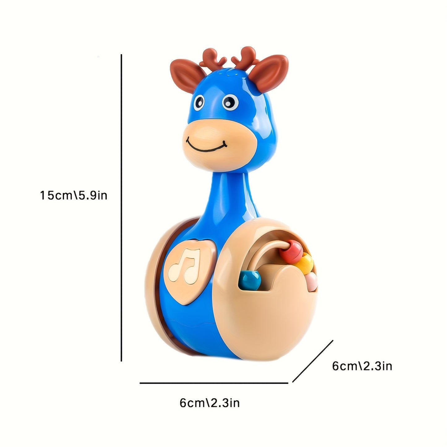 Fawn sliding tumbler rattle toy made of ABS material, ideal for young learners, encourages interactive play and development.