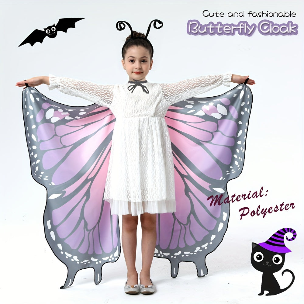 Upgrade your little girl's Halloween and birthday party look with the Girls' Adorable Butterfly Wings Costume featuring a stylish black headband. Transform into a princess with this perfect dress-up accessory from GDBY.