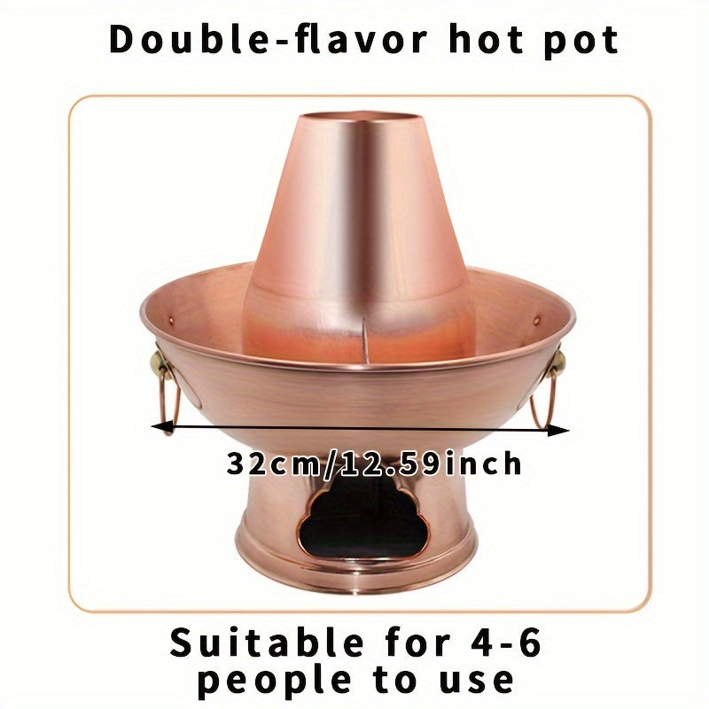 32.0cm Traditional Chinese Mandarin Duck Design Premium Pure Copper Hot Pot, Suitable for Charcoal Stove, Dishwasher Safe, Ideal for Home and Restaurant Use