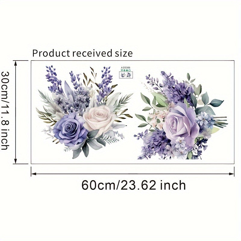 One purple flower style toilet sticker set for restroom renovation, self-adhesive and removable, perfect for home decoration.