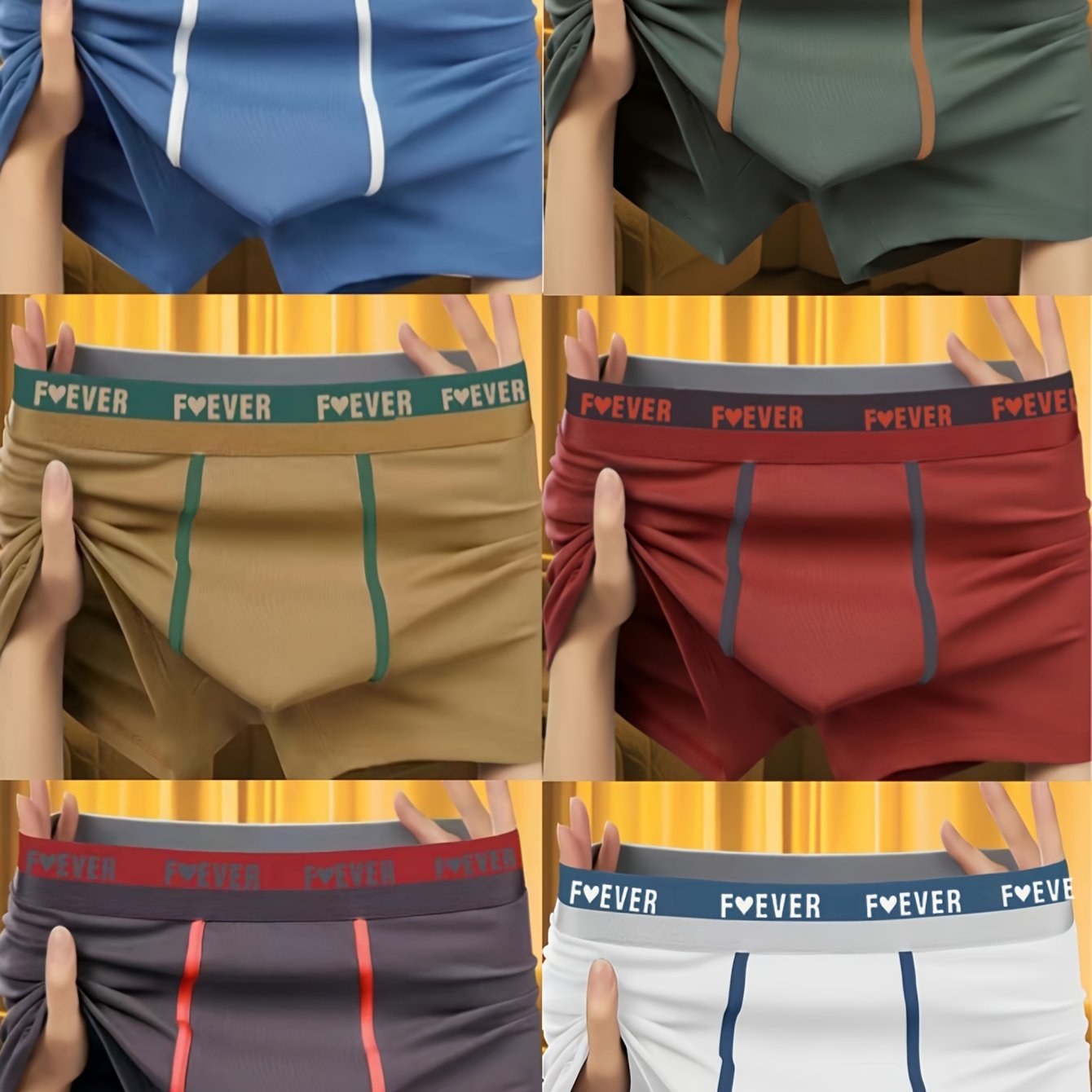 Three pairs of comfortable, low-waisted boxer shorts for men.