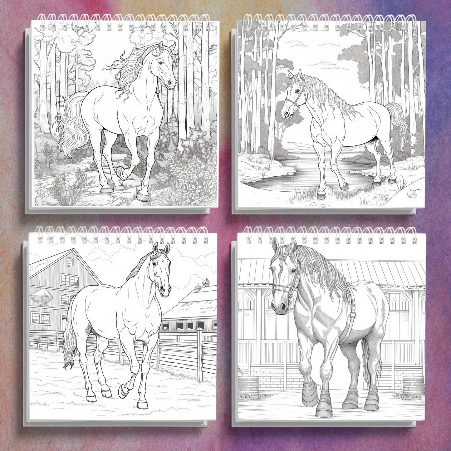 Find peace and pleasure in our detailed adult horse coloring book, perfect for all skill levels.