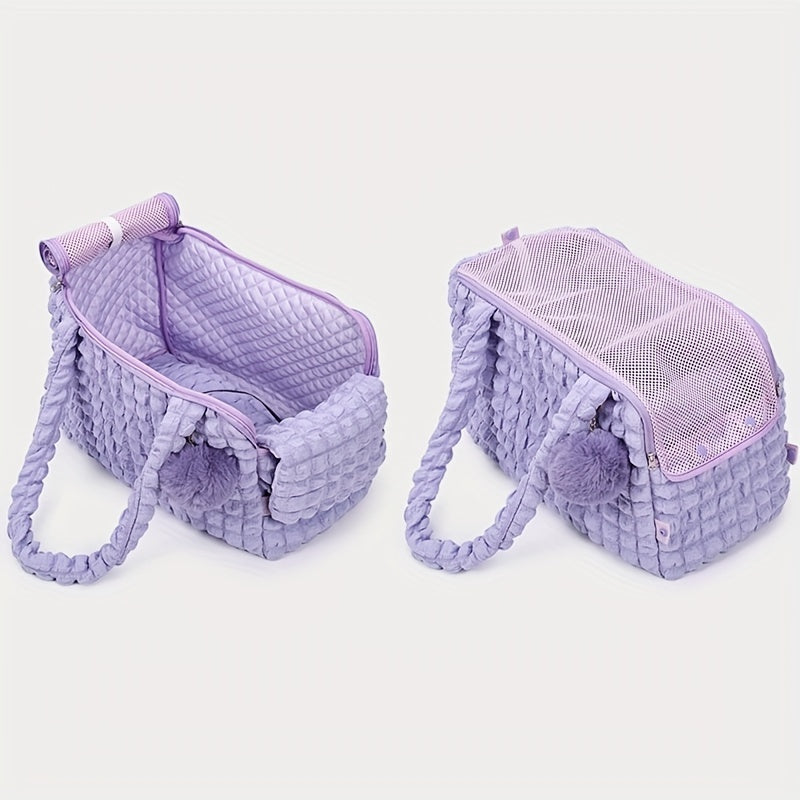 Small dog shoulder bag in cloud bubble style for a diagonal carry.