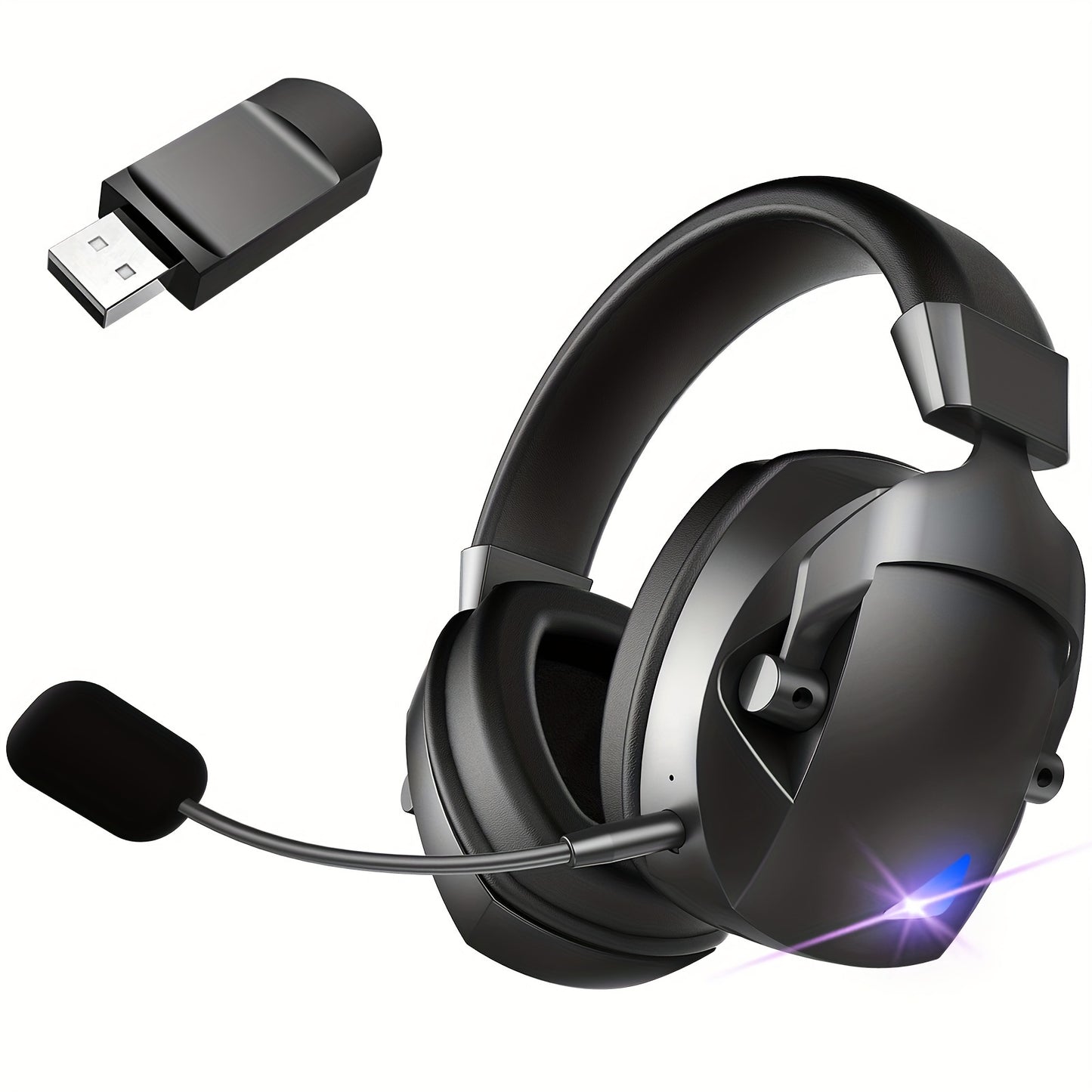 Wireless gaming headset with detachable mic, 3 connectivity modes, 1200mAh battery (48 hrs playtime), low latency & noise isolation - Ideal holiday gift.