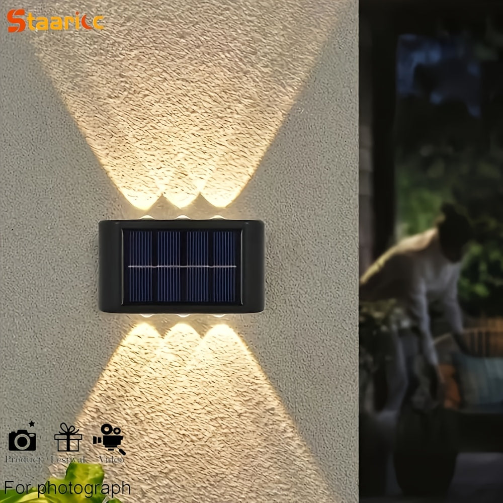 Solar Wall Lights for Outdoor Decoration - Set of 8/6/4/2 LED lights for Courtyard, Street, Fence, Garage, Garden.