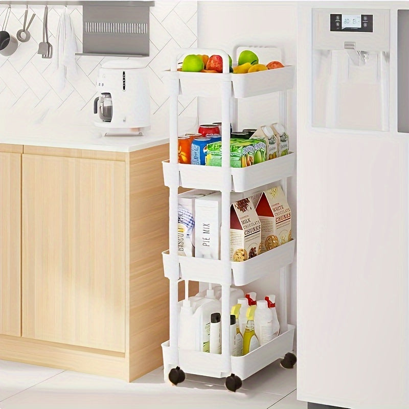 Easily organize your home with the Simple Houseware Heavy Duty Rolling Utility Cart. Available in white or black and with your choice of 3, 4, or 5 tiers, this durable plastic organizer features wheels for convenient maneuverability. Perfect for kitchen