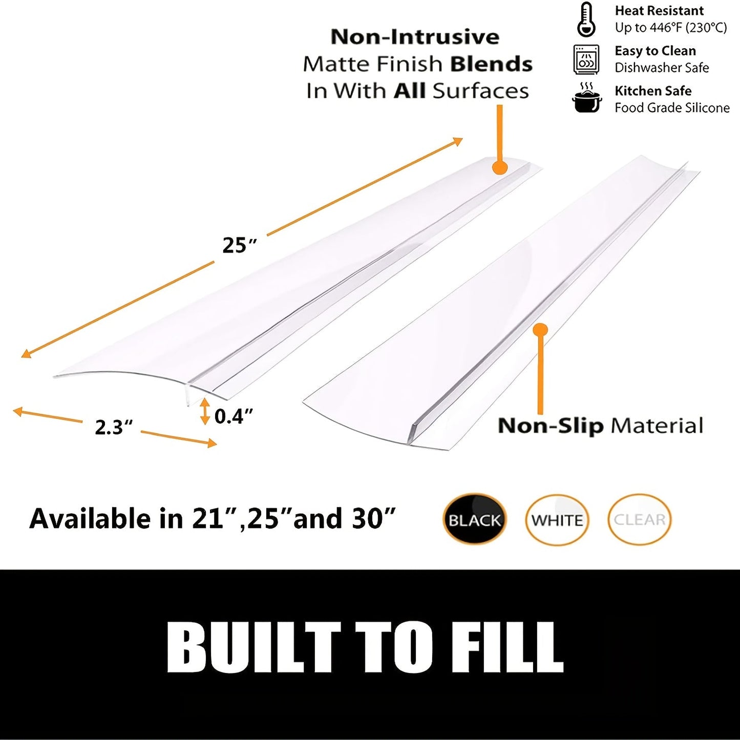 [Top Pick] Stove Counter Gap Cover - This flexible and heat-resistant cover is easy to clean and perfect for sealing spills between appliances, furniture, stoves, ovens, washers, and dryers.